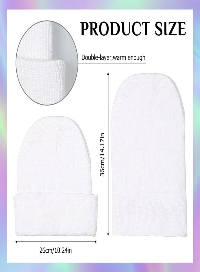 Yearntown 9 Pcs White Beanie for Men Women Knit Cuffed Hat Winter Beanies Skull Cap Unisex (White) - Image 3
